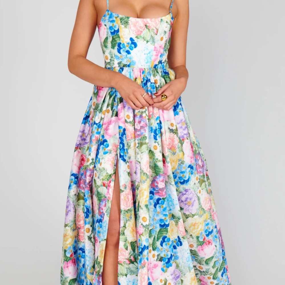 Show Me Your MuMu Floral Maxi Dress in Blue, Pink, Green, Yellow